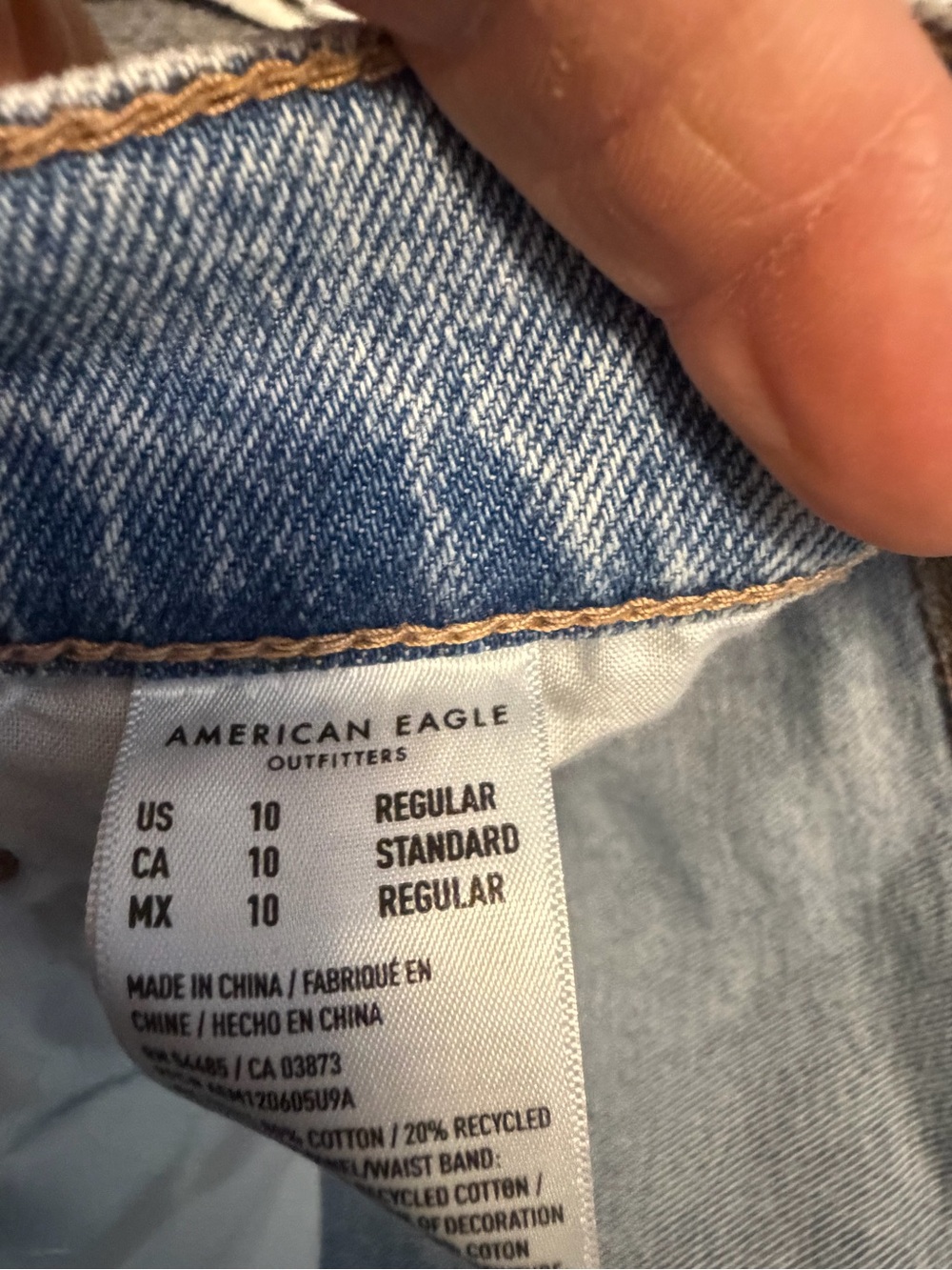 American Eagle Outfitters Light Blue Distressed Wide Leg Jeans - Picture 4 of 5